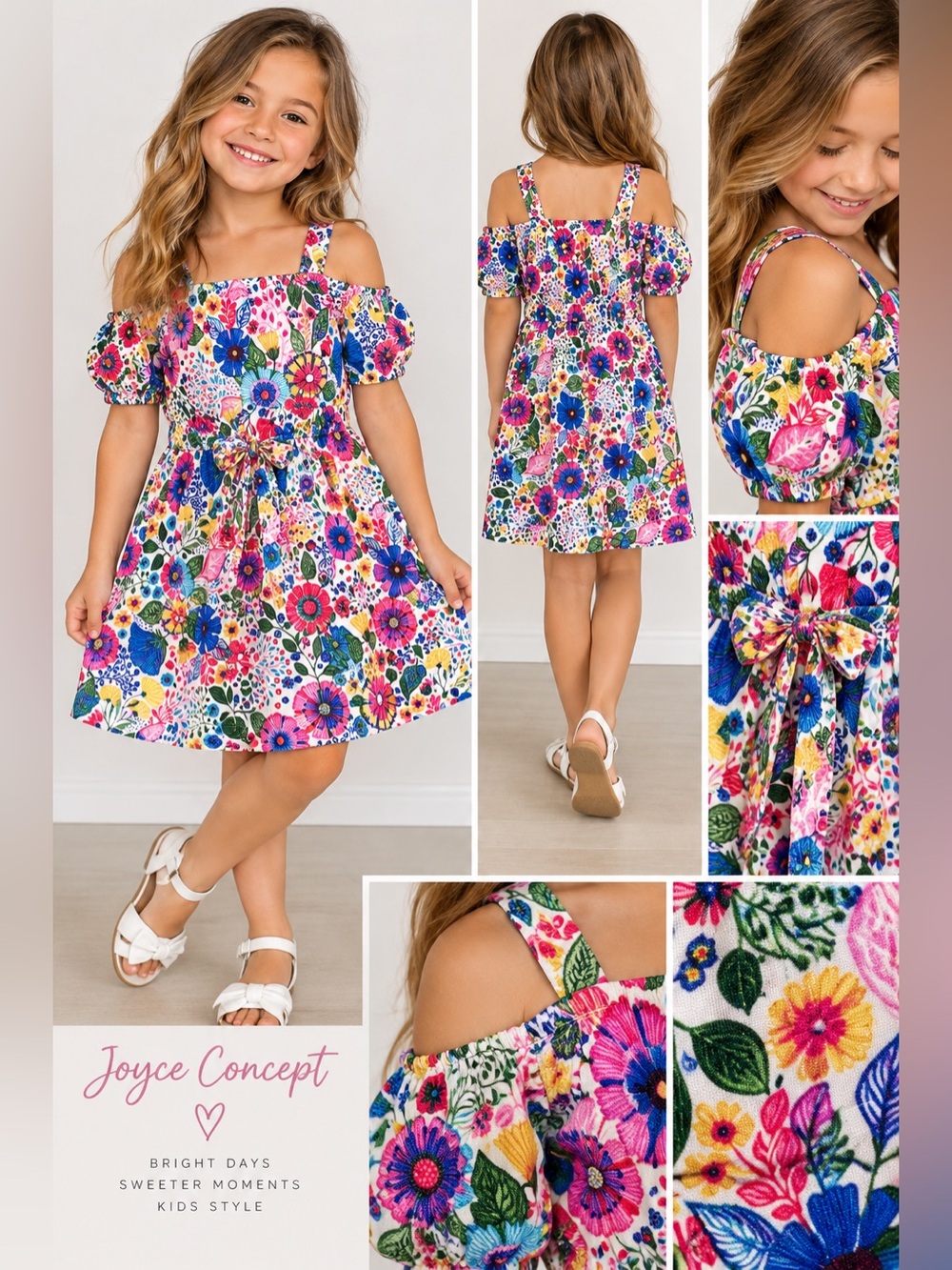 Joyce Concept Girls Floral Cold Shoulder Dress Size 5/6